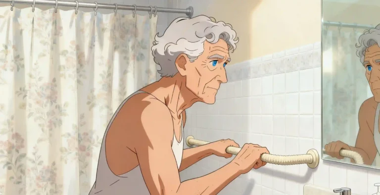 bathroom designed with senior-friendly grab bars for safety